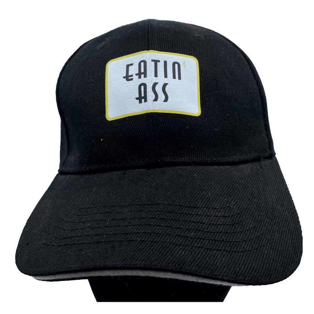Eatin' Ass Adults One Size Baseball Cap Black 6 Panel Adjustable Strapback Hat
